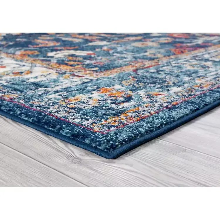 Kirklands Home Navy Bordered Pattern Area Rug, 7x9