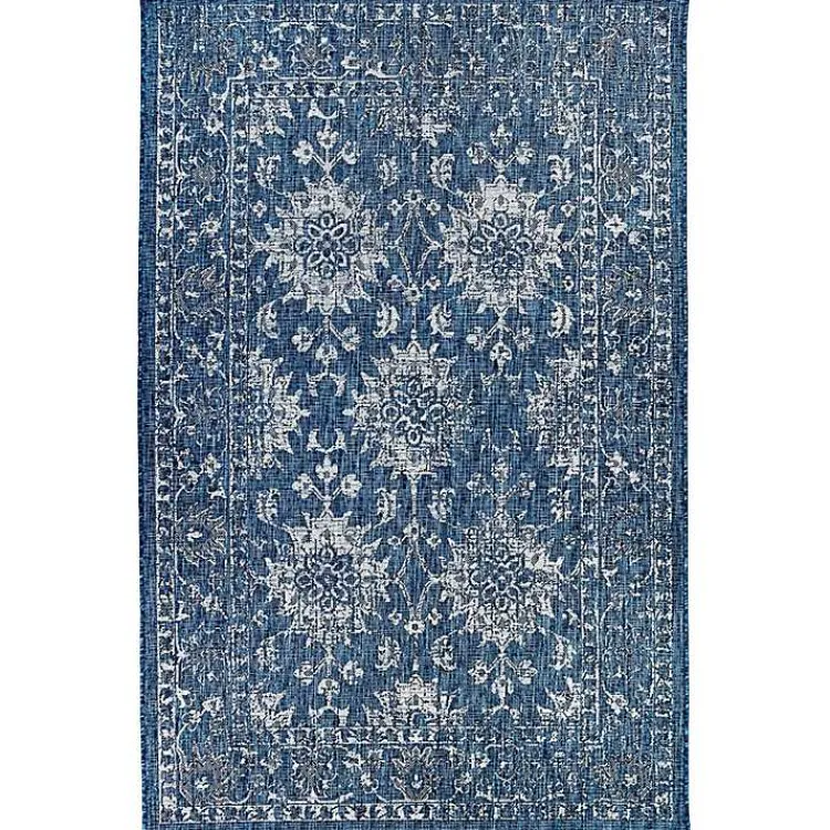 Kirklands Home Navy Botanical Hannah Indoor/Outdoor Rug, 4x7 Blue Online