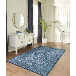 Kirklands Home Navy Botanical Hannah Indoor/Outdoor Rug, 4x7 Blue Online