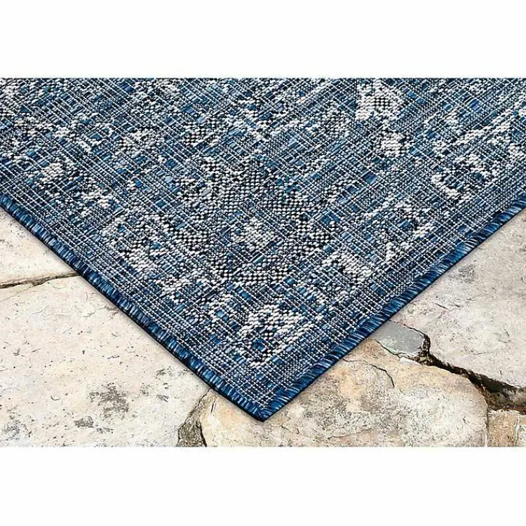 Kirklands Home Navy Botanical Hannah Indoor/Outdoor Rug, 4x7 Blue Online