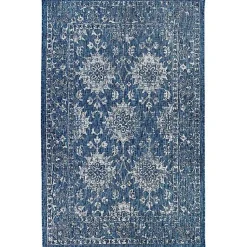 Kirklands Home Navy Botanical Hannah Indoor/Outdoor Rug, 6x9 Blue Best