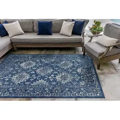Kirklands Home Navy Botanical Hannah Indoor/Outdoor Rug, 6x9 Blue Best