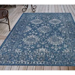 Kirklands Home Navy Botanical Hannah Indoor/Outdoor Rug, 6x9 Blue Best