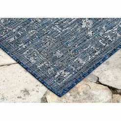 Kirklands Home Navy Botanical Hannah Indoor/Outdoor Rug, 6x9 Blue Best