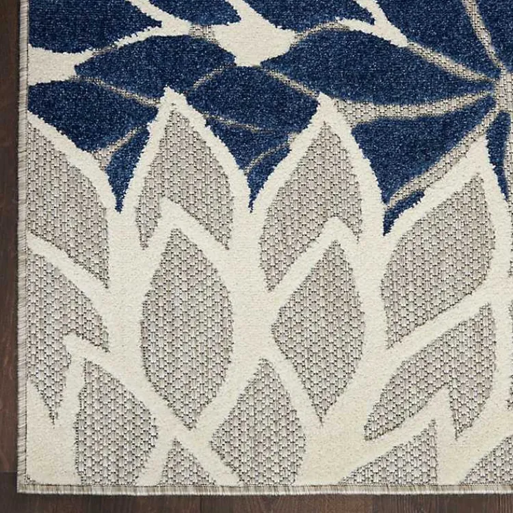 Kirklands Home Navy Bright Floral Burst Outdoor Area Rug, 7x10