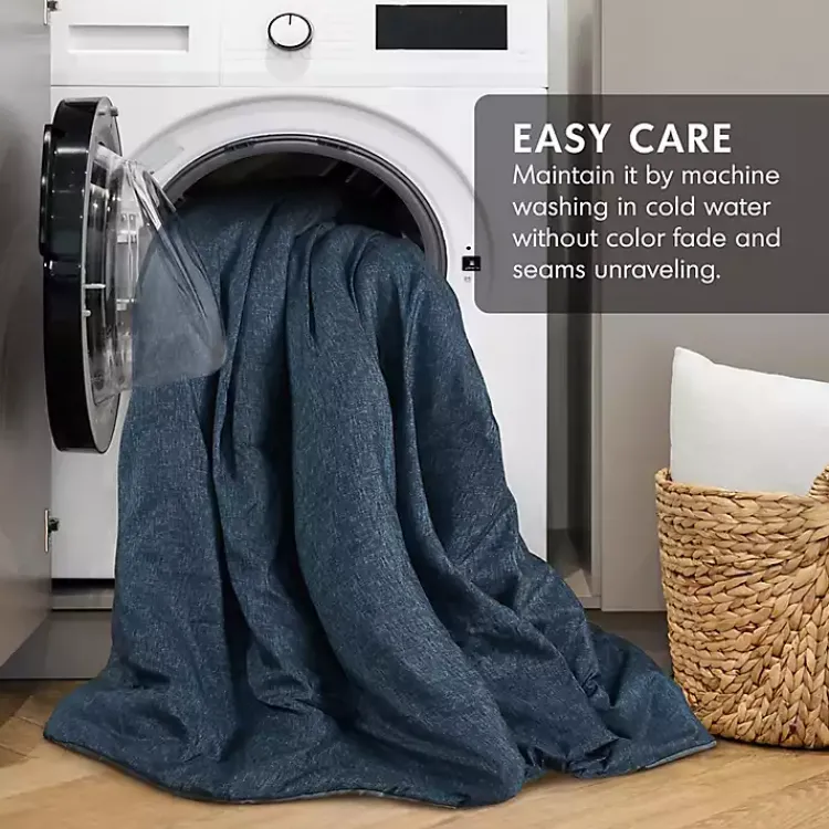 Kirklands Home Navy Chambray 3-pc. King Comforter Set Blue New