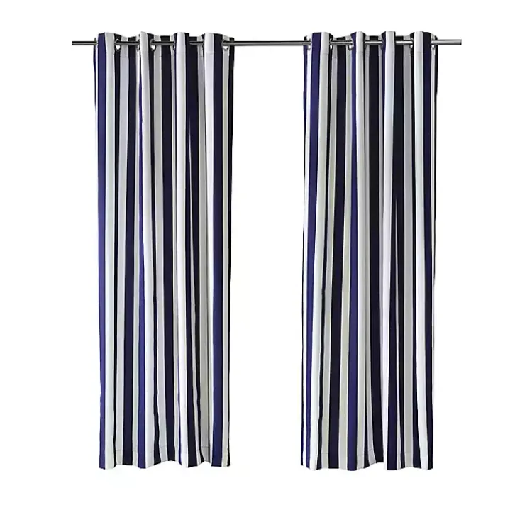 Kirklands Home Navy Coastal Stripe Outdoor Curtain Panel, 108 in. Outlet