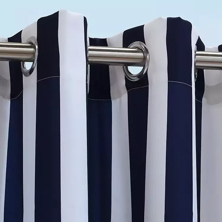 Kirklands Home Navy Coastal Stripe Outdoor Curtain Panel, 108 in. Outlet