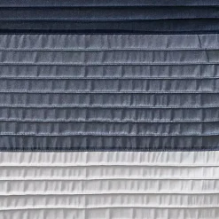 Kirklands Home Navy Colorblock Silky Shower Curtain Blue New