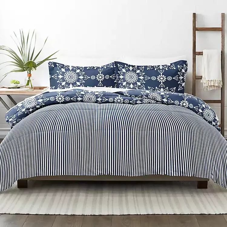 Kirklands Home Navy Daisy Medallion Twin 3-pc. Comforter Set Blue Clearance