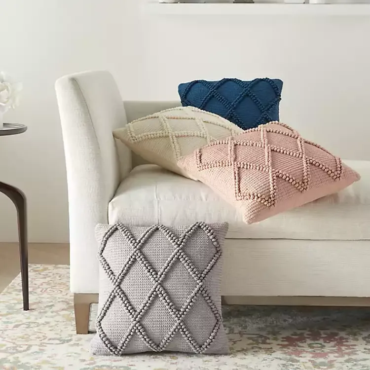 Pillows>Kirklands Home Navy Diamond Lattice Throw Pillow Blue