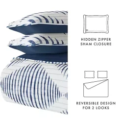 Kirklands Home Navy Diamond Line Reversible 3-pc. Queen Quilt Set Best