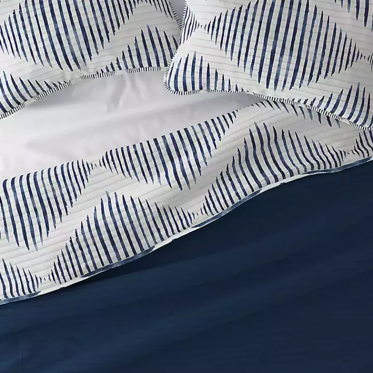 Kirklands Home Navy Diamond Line Reversible 3-pc. King Quilt Set Outlet