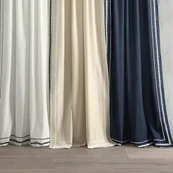 Kirklands Home Navy Embroidered Ric Rac Curtain Panel, 84 in. Blue Online
