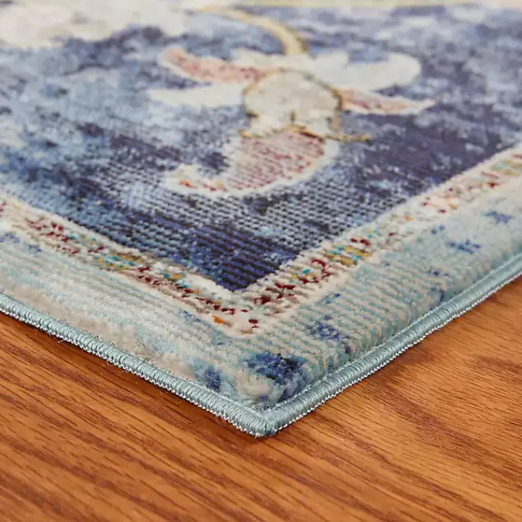 Kirklands Home Navy Faded Floral Area Rug, 2x9 Best