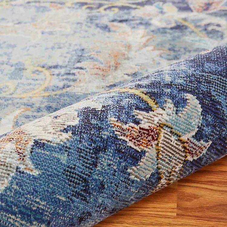 Kirklands Home Navy Faded Floral Area Rug, 2x9 Best