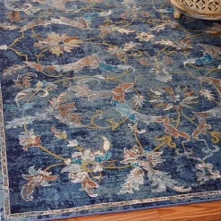 Kirklands Home Navy Faded Floral Area Rug, 5x8 Clearance