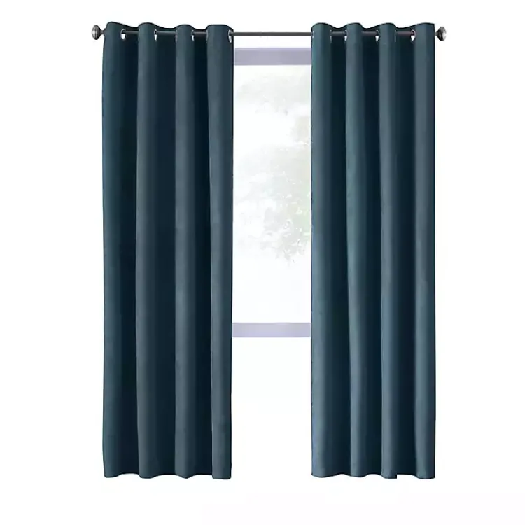Kirklands Home Navy Faux Suede Blackout Curtain Panel, 95 in. Blue Sale