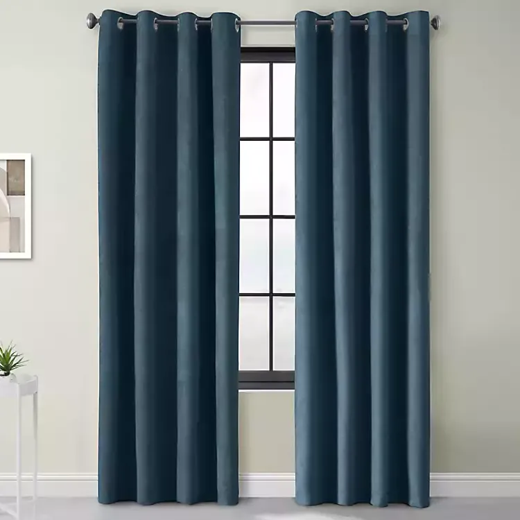 Kirklands Home Navy Faux Suede Blackout Curtain Panel, 95 in. Blue Sale