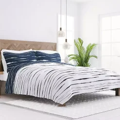 Kirklands Home Navy Linear Reversible 3-pc. Queen Quilt Set Discount