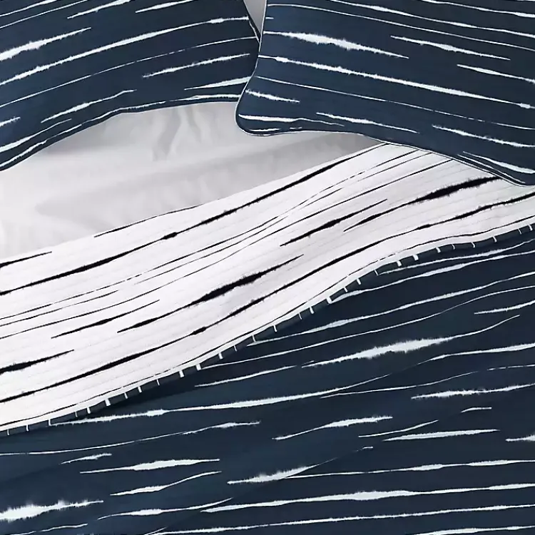 Kirklands Home Navy Linear Reversible 3-pc. Queen Quilt Set Discount