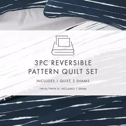 Kirklands Home Navy Linear Reversible 3-pc. King Quilt Set Discount
