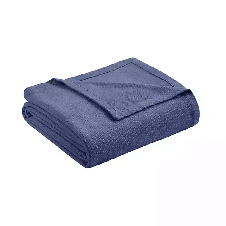 Blankets & Throws>Kirklands Home Navy Liquid Cotton Full/Queen Blanket Blue
