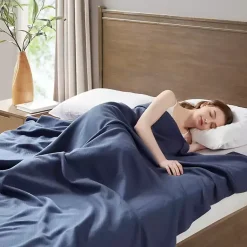 Blankets & Throws>Kirklands Home Navy Liquid Cotton King Blanket Blue