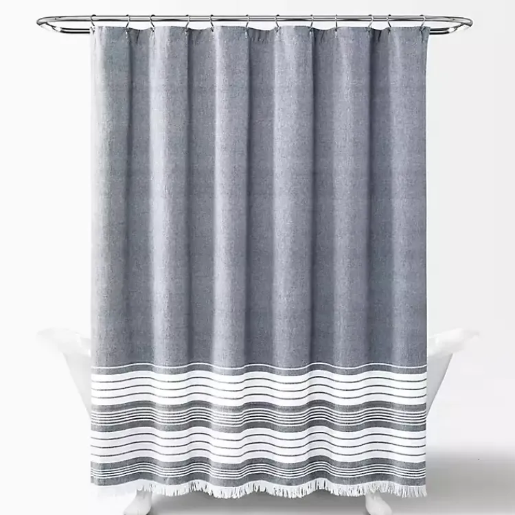 Kirklands Home Navy Nantucket Tassel Fringe Shower Curtain Blue Online