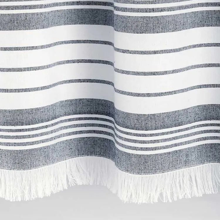 Kirklands Home Navy Nantucket Tassel Fringe Shower Curtain Blue Online