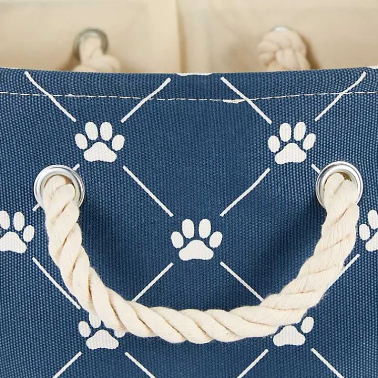 Baskets & Boxes>Kirklands Home Navy Paw Trellis Rectangle Basket, 14 in. Blue
