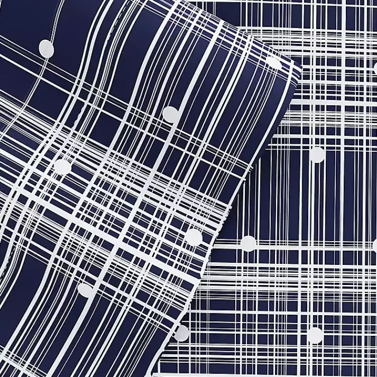 Kirklands Home Navy Plaid Polka Dot 3-pc. Twin Sheet Set Blue Hot