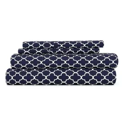 Kirklands Home Navy Quatrefoil 3-pc. Twin Sheet Set Blue Discount