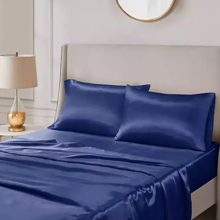 Kirklands Home Navy Satin King 2-pc. Pillow Case Set Blue Outlet