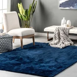 Kirklands Home Navy Shag Washable Area Rug, 5x8 Blue Discount