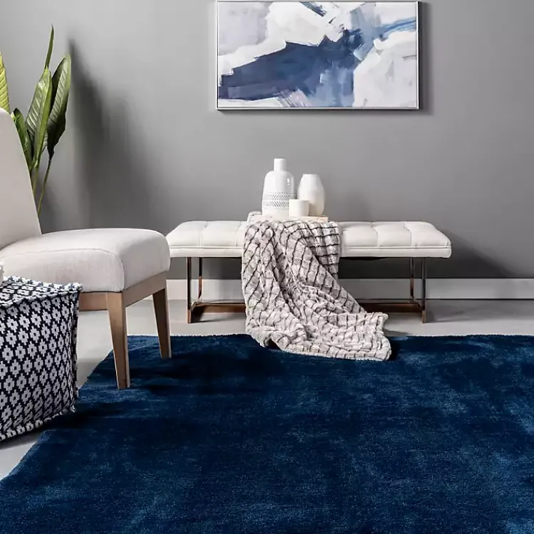 Kirklands Home Navy Shag Washable Area Rug, 5x8 Blue Discount