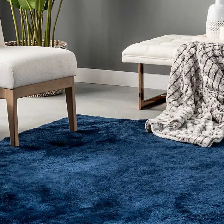 Kirklands Home Navy Shag Washable Area Rug, 5x8 Blue Discount