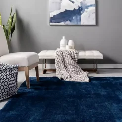 Kirklands Home Navy Shag Washable Area Rug, 6x9 Blue Outlet