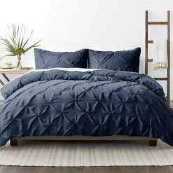 Kirklands Home Navy Soft Pinched 3-pc. Twin Duvet Cover Set Blue New