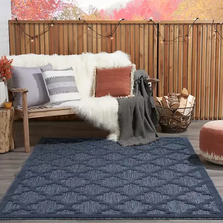 Kirklands Home Navy Trellis Indoor/Outdoor Area Rug, 5x7 Blue Discount