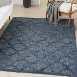 Kirklands Home Navy Trellis Indoor/Outdoor Area Rug, 6x9 Blue