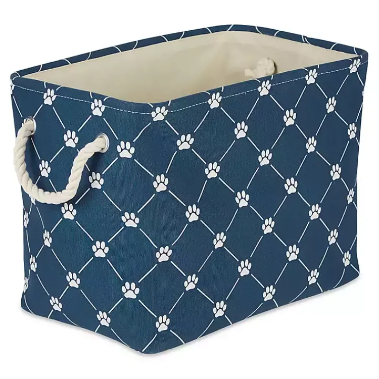 Baskets & Boxes>Kirklands Home Navy Trellis Paw Print Storage Basket, 16 in. Blue