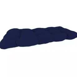Kirklands Home Navy Tufted Canvas Outdoor Bench Cushion Blue Outlet