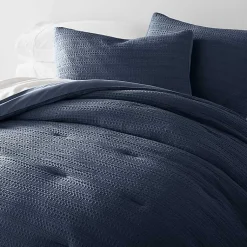 Kirklands Home Navy Waffle Ultra-Soft 3-pc. Twin Comforter Set Blue New