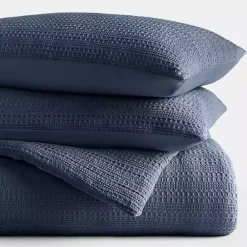 Kirklands Home Navy Waffle Ultra-Soft 3-pc. Twin Comforter Set Blue New