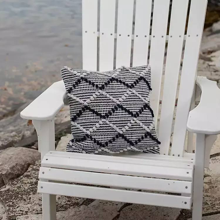 Kirklands Home Navy Waves Outdoor Pillow Clearance