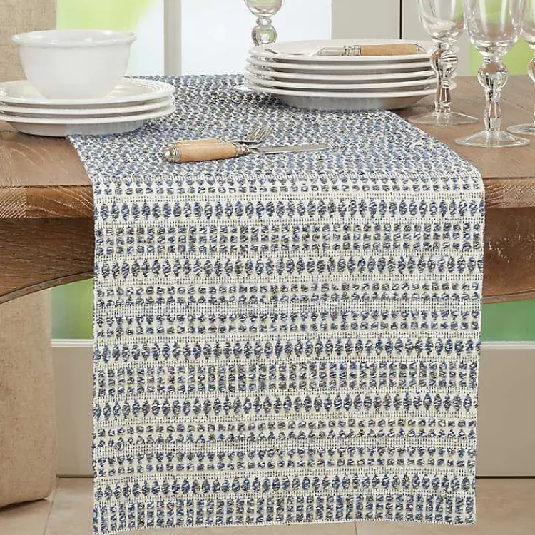 Kirklands Home Navy Woven Line Stripe Table Runner