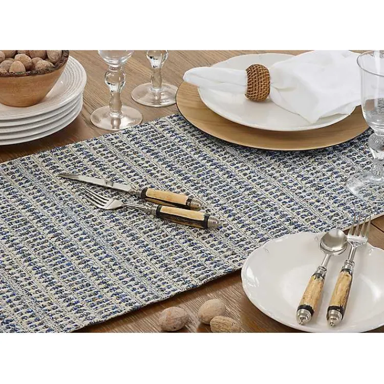 Kirklands Home Navy Woven Line Stripe Table Runner