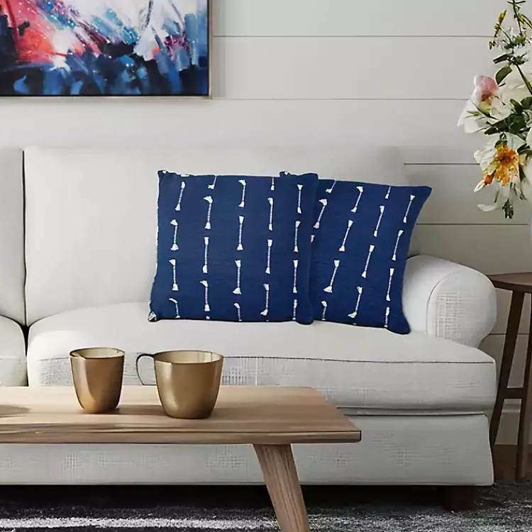 Pillows>Kirklands Home Navy Woven Lines Pillow Blue