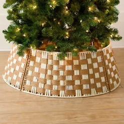 Christmas Tree Skirts & Collars>Kirklands Home Neutral Checkered Christmas Tree Collar, 26 in.